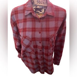 FOREVER 21 purple and red flannel button down collar shirt